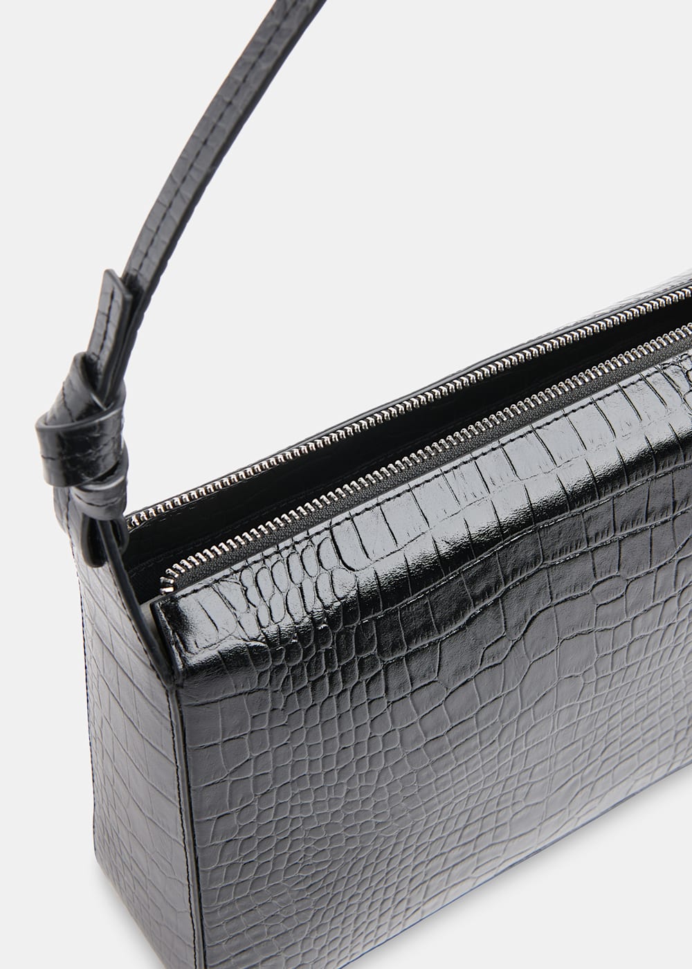 Black Erica Croc Shoulder Bag WHISTLES Whistles UK